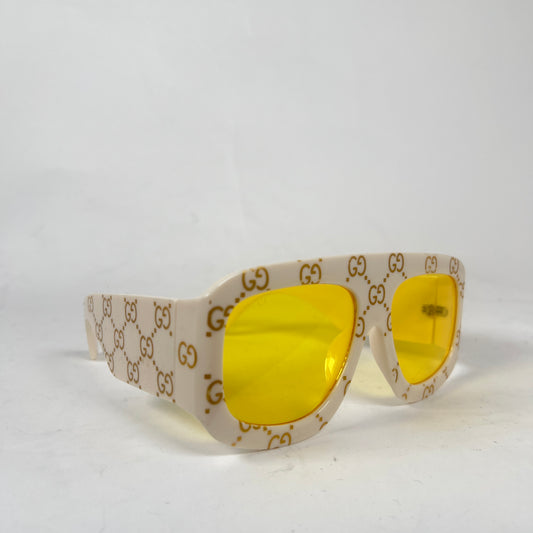 Gucci Ivory GG Monogram Acetate Sunglasses