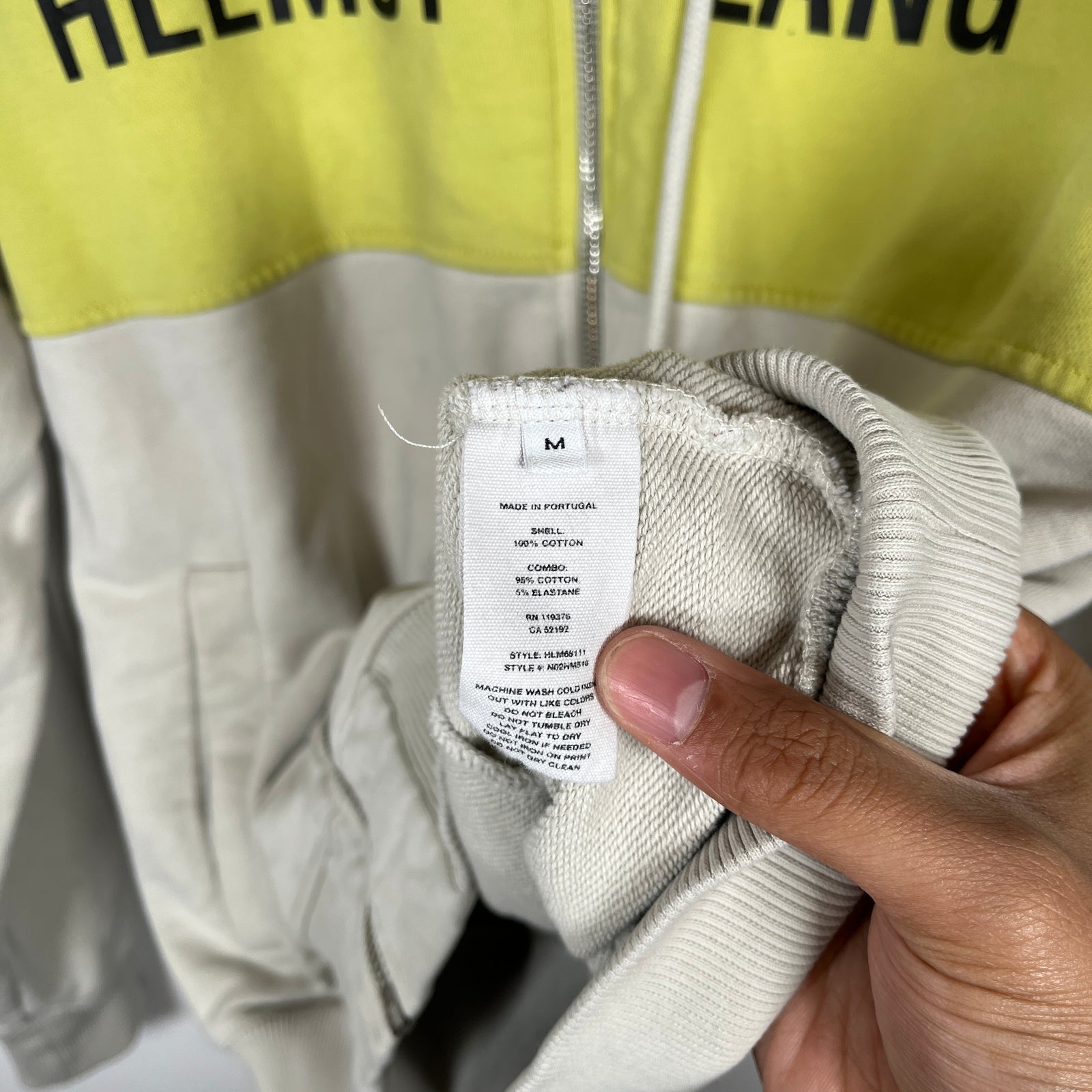 Helmut Lang Beige/Yellow Taxi Zip-Up Hoodie Size M