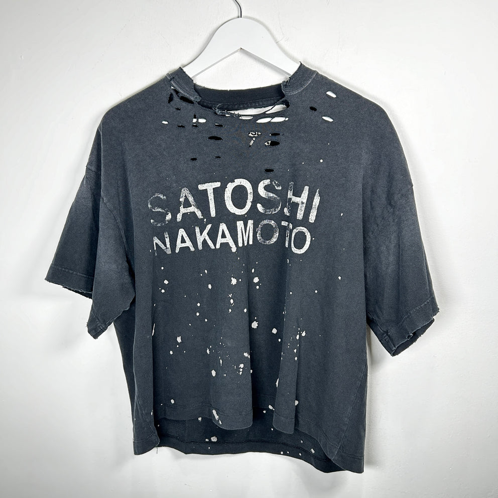 Satoshi Nakamoto Black Paint Splatter Logo T-Shirt Size XS