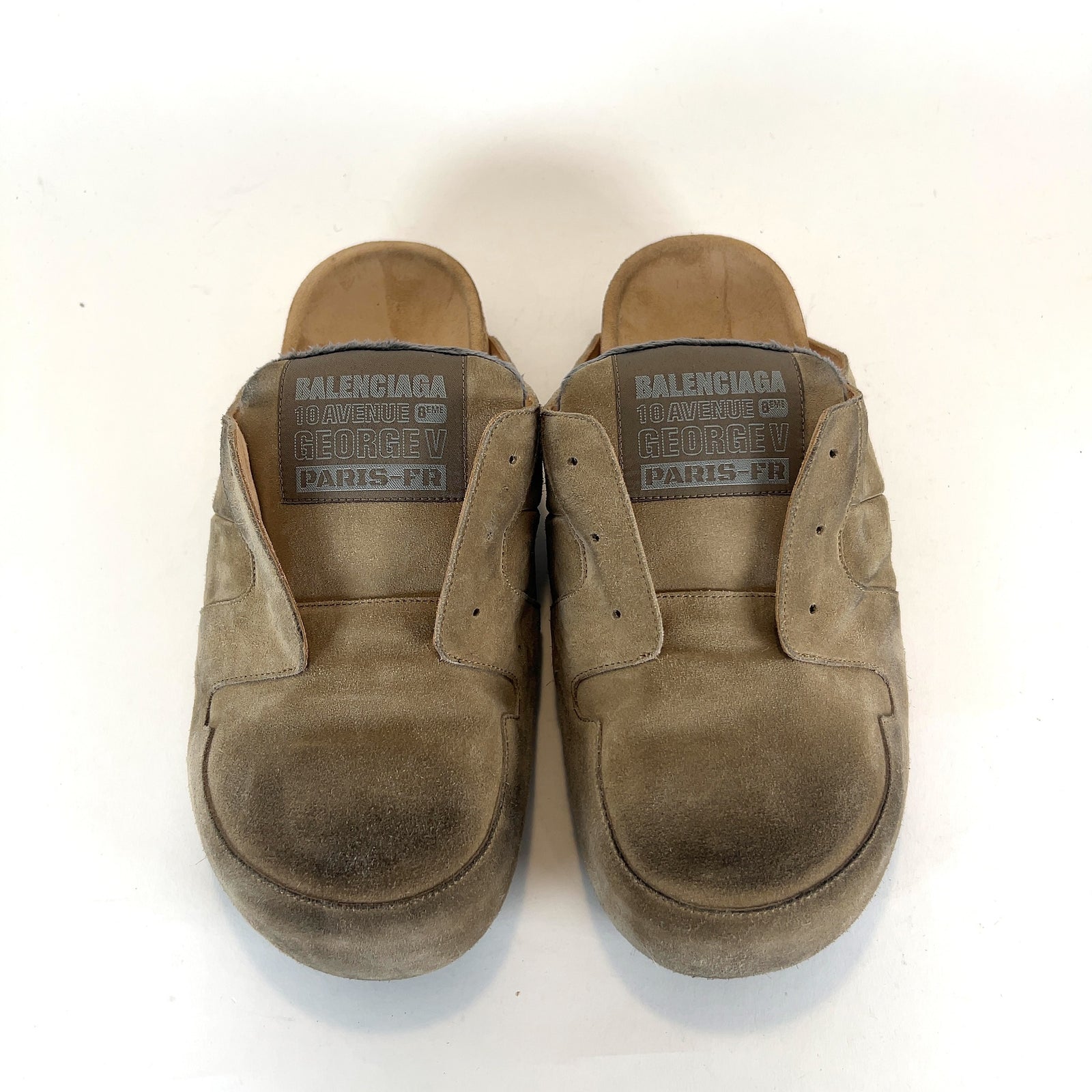 Balenciaga Worn Out Suede Dumbo Mules