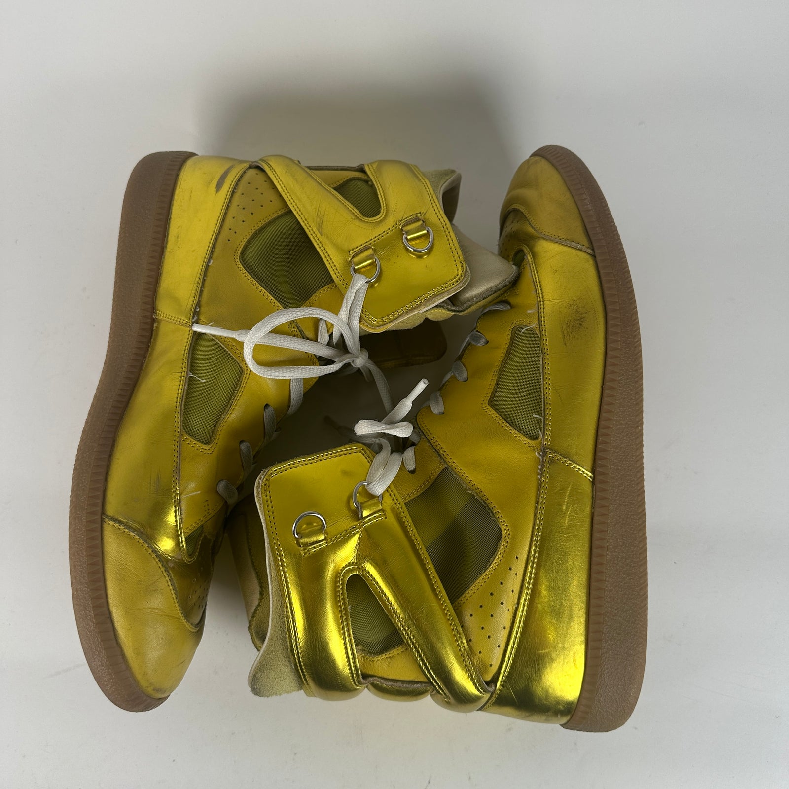 Maison Margiela Yellow Metallic Future High-Top Sneakers Size 10