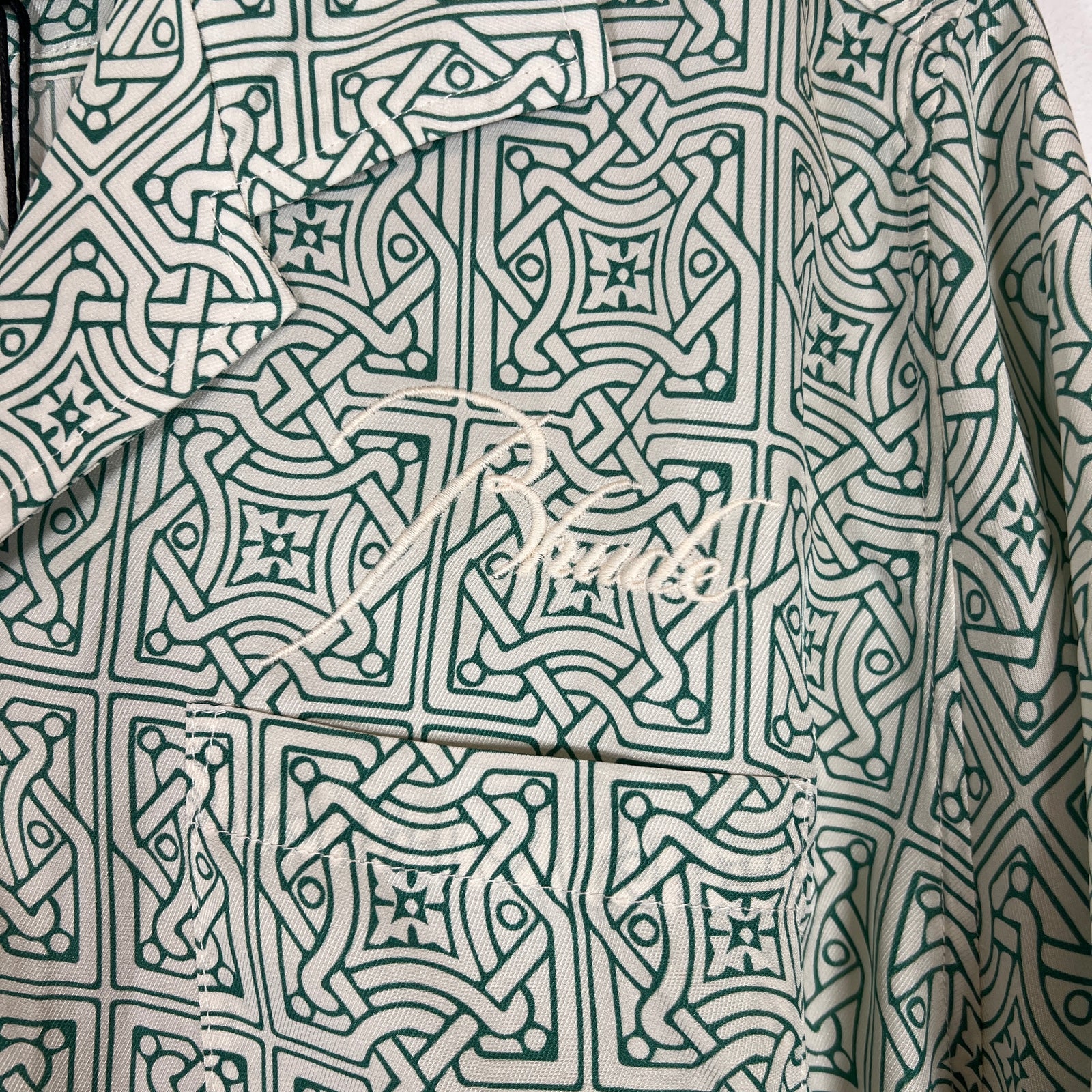 Rhude Green Cravat Silk Shirt Size XXL