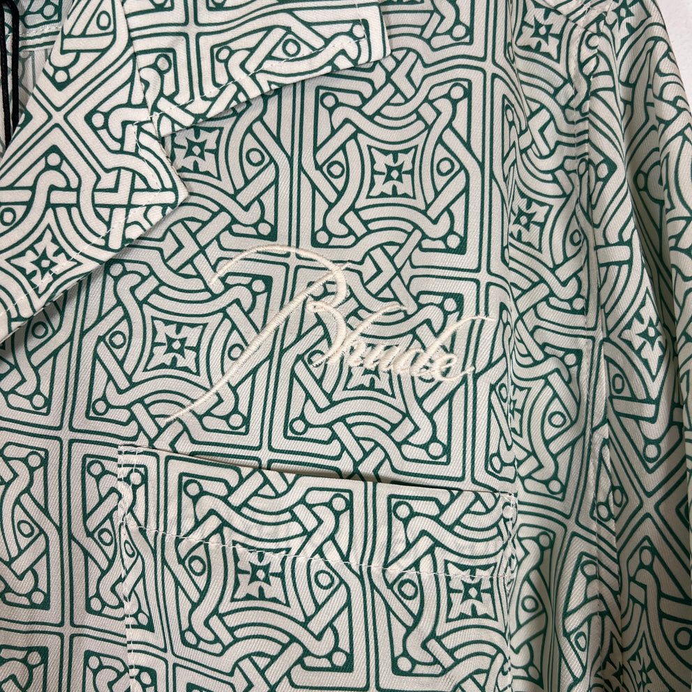 Rhude Green Cravat Silk Shirt Size XXL