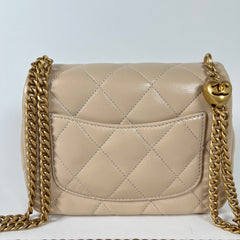 Chanel Beige Caviar Quilted Mini Sweetheart Crush Flap Bag