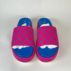 Gucci GG Supreme Pink/Blue Platform Sandals Size 42