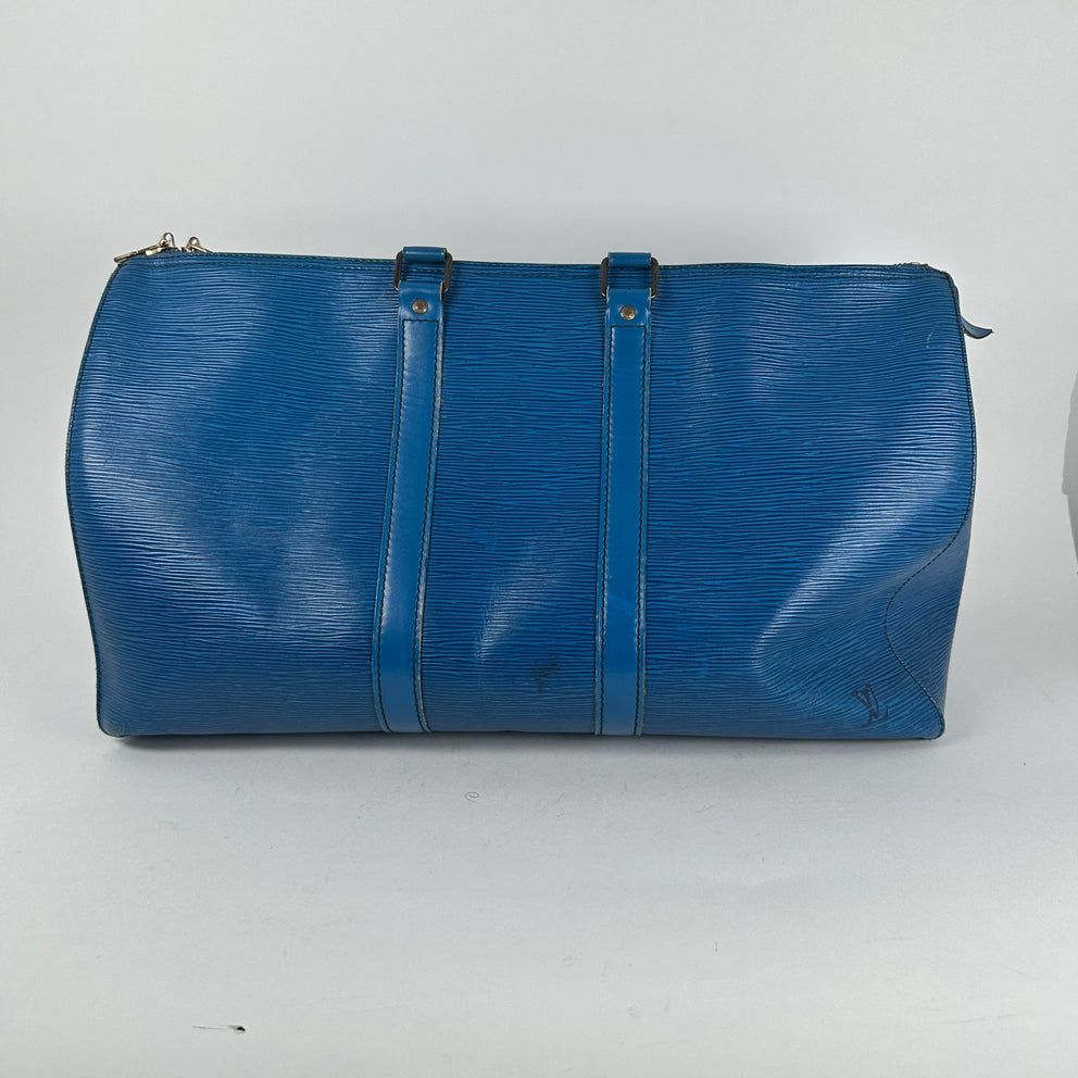 Louis Vuitton Blue Epi Leather Duffle Keepall Size 45