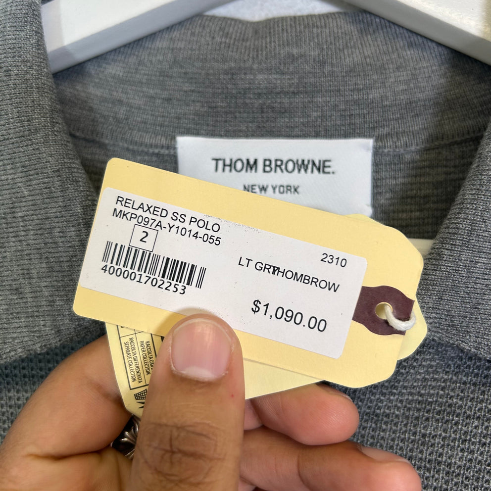 Thom Browne Grey 4 Bar Knit Polo Size 2