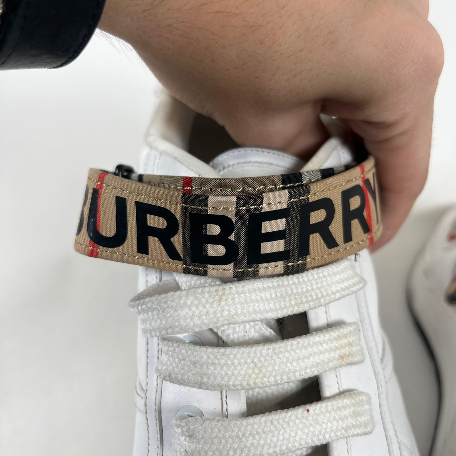 Burberry Beige Check Ronnie Low Sneaker Size 44