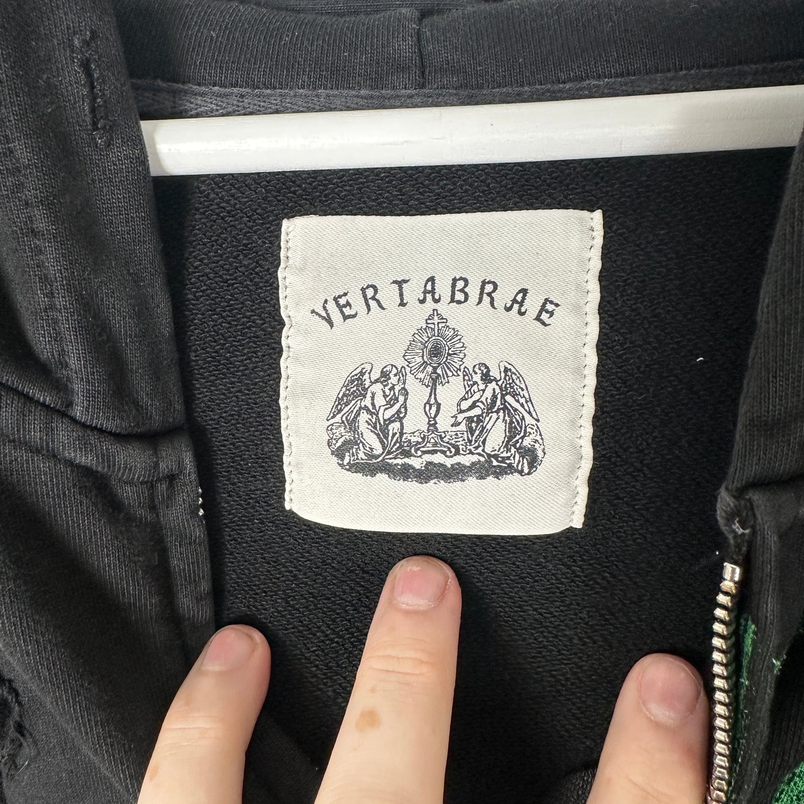 Vertabrae Montage Black Zip Up Hoodie Size L