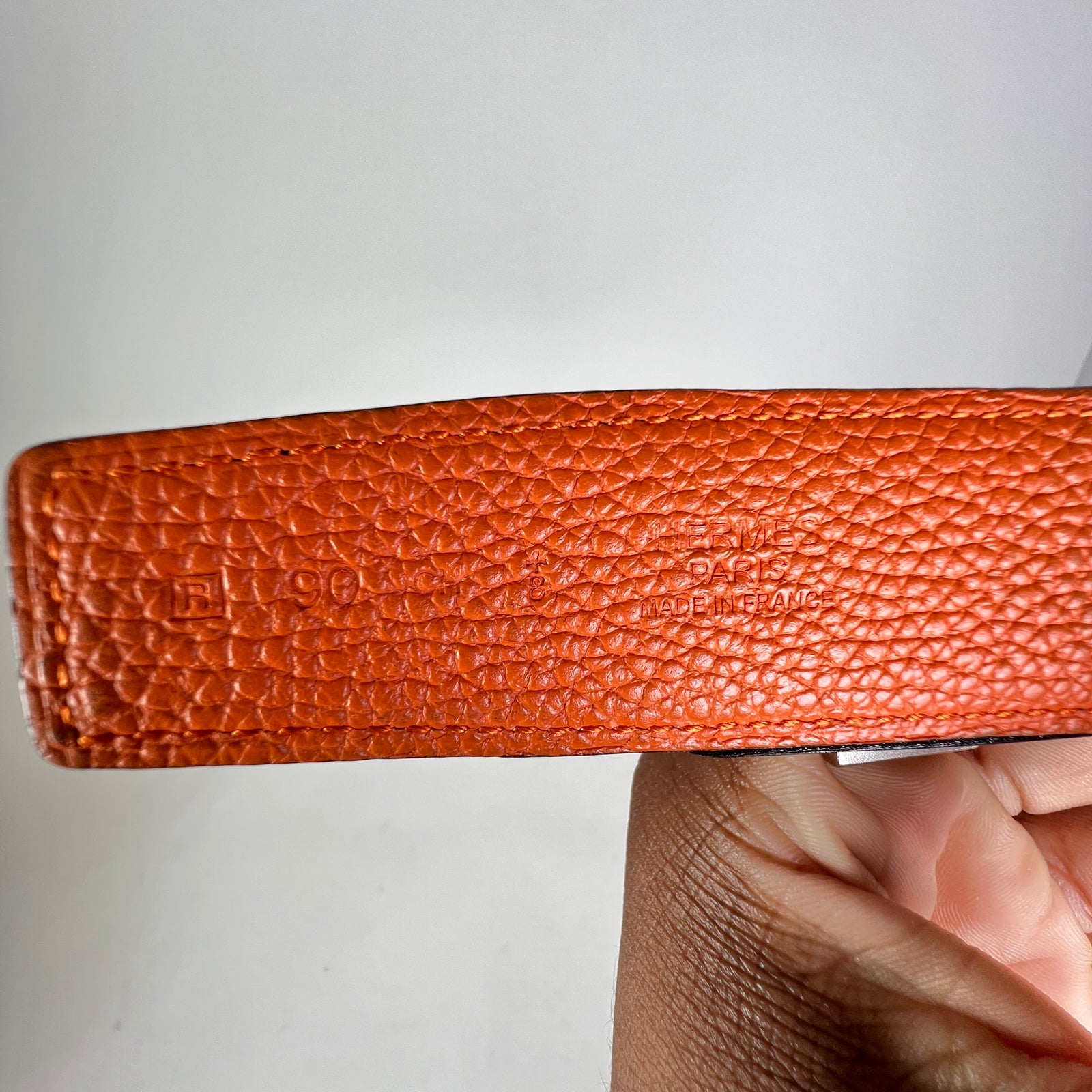 Hermes Orange Togo Constance Reversible 32MM H Belt