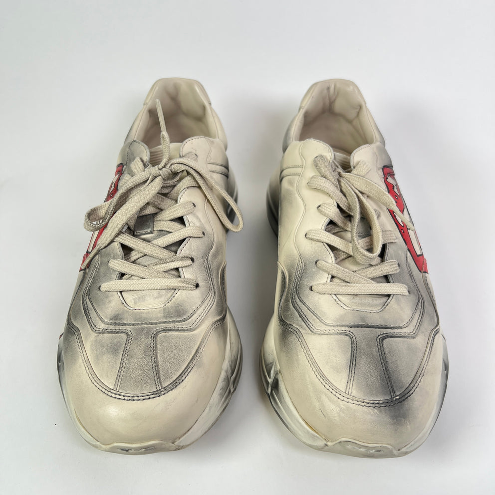 Gucci Mouth Print Distressed Calfskin Rhyton Sneaker