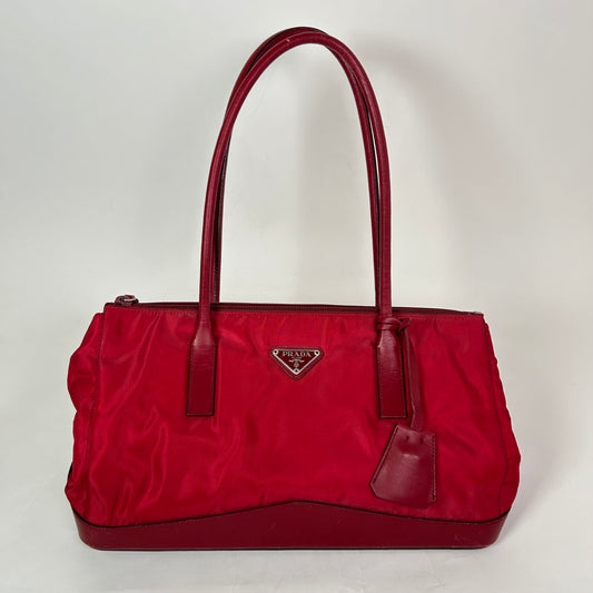 Prada Red Tessuto Nylon Shoulder Bag