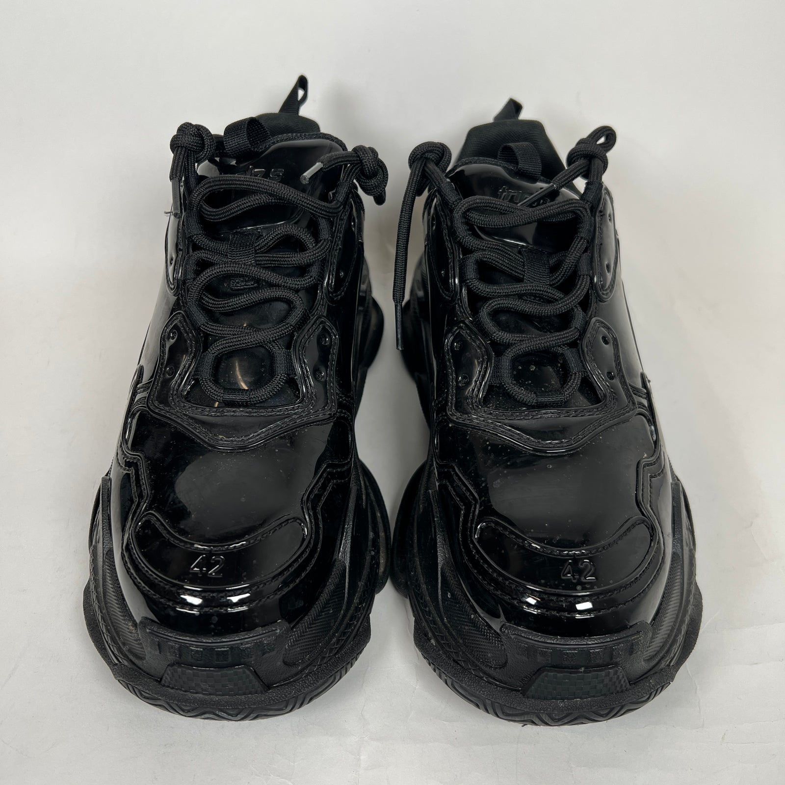 Balenciaga Black Patent Leather Triple S Sneaker Size 42