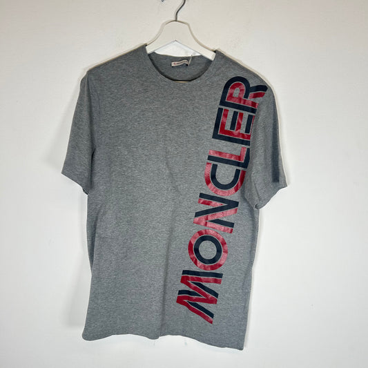 Moncler Grey Vertical Logo Maglia Tee Size S