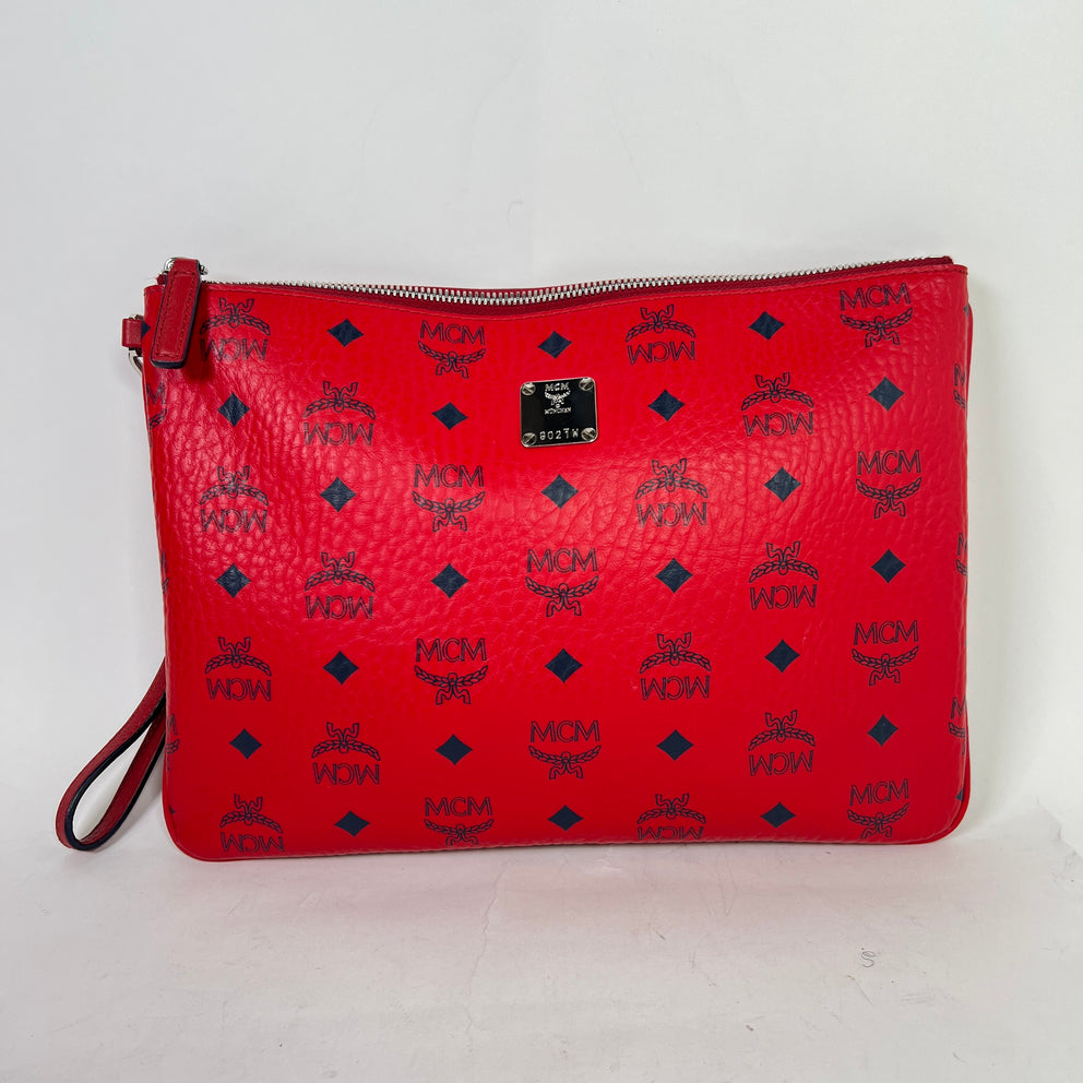 MCM Red Visetos Pouch