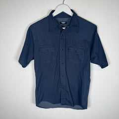 Tornado Mart Navy Pearl Snap Button-Up Shirt Size L