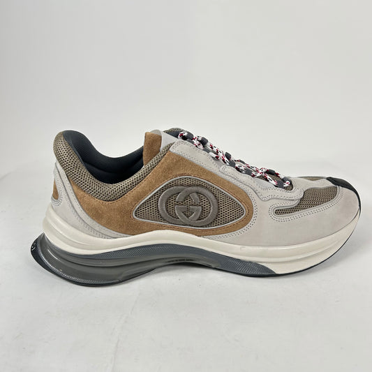 Gucci Gray/Brown Interlocking G Runners Size GG 9