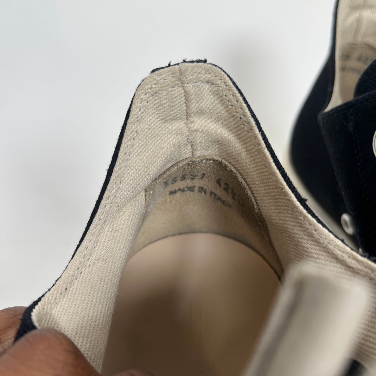 Rick Owens Drkshdw Black/Milk Abstract Jumbolace Ramones Size 42.5