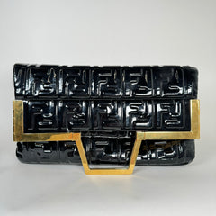 Fendi Black FF Embossed Patent Leather Shopper Tote