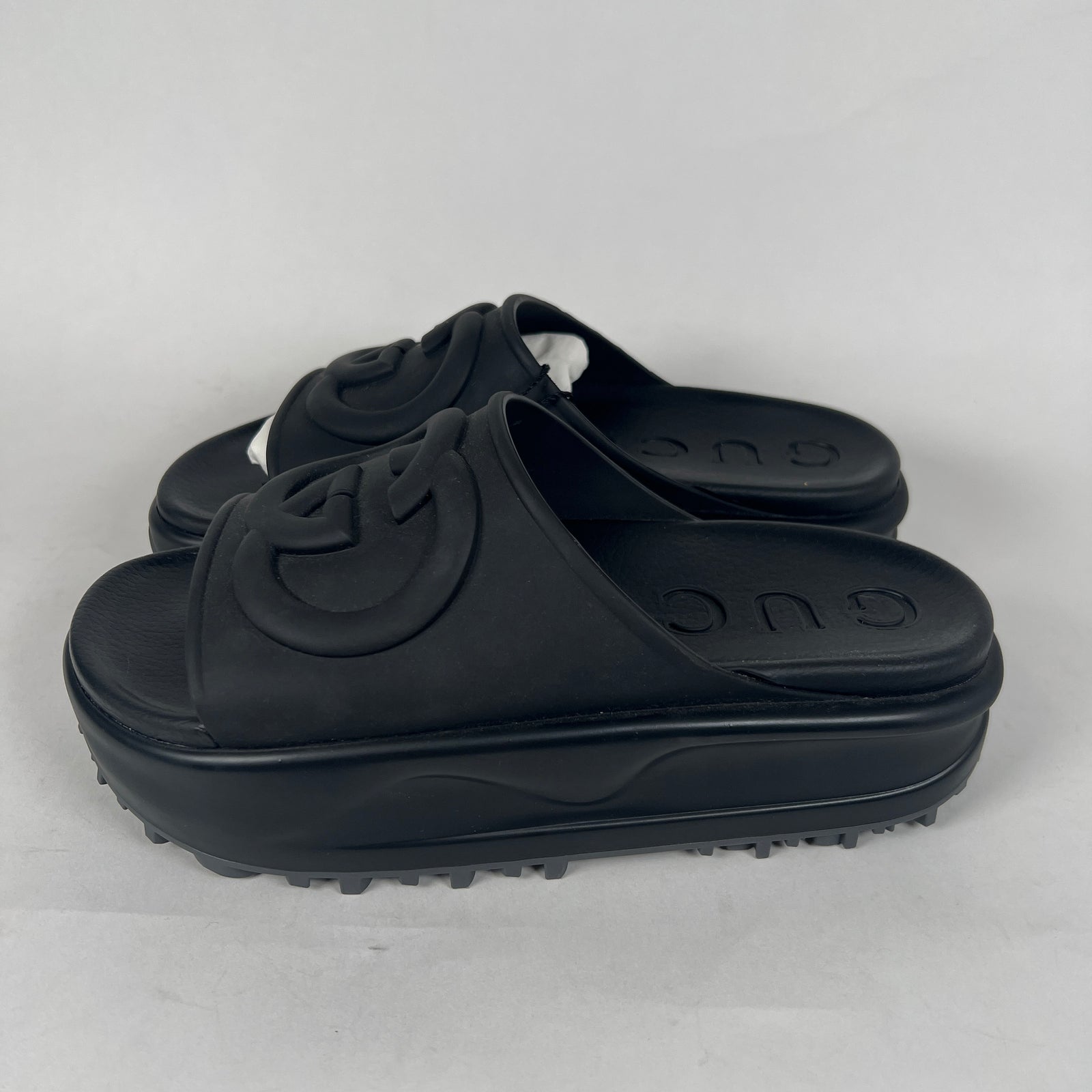 Gucci Interlocking G Slide Sandel Black Size 36
