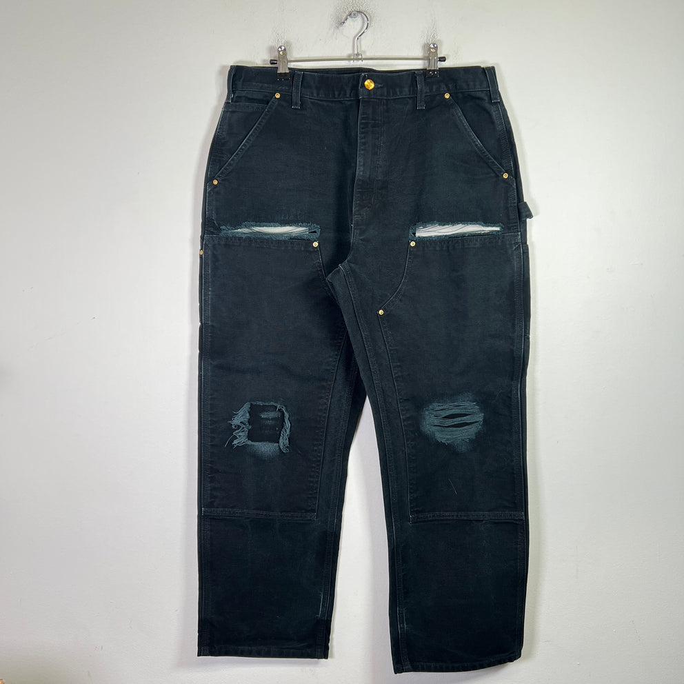 Carhartt Vintage Black Distressed Double Knee Carpenter Pants 001