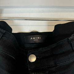 Amiri Black Glitter Patched Thrashed Jeans Size 36