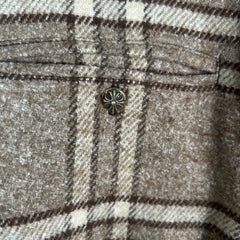 Chrome Hearts Beige & Brown Plaid Sherling Flannel Jacket Size XL