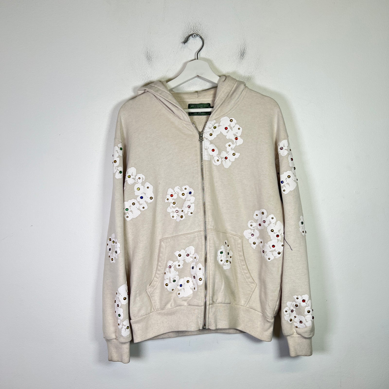 Denim Tears Rhinestone Wreath Zip-Up Hoodie