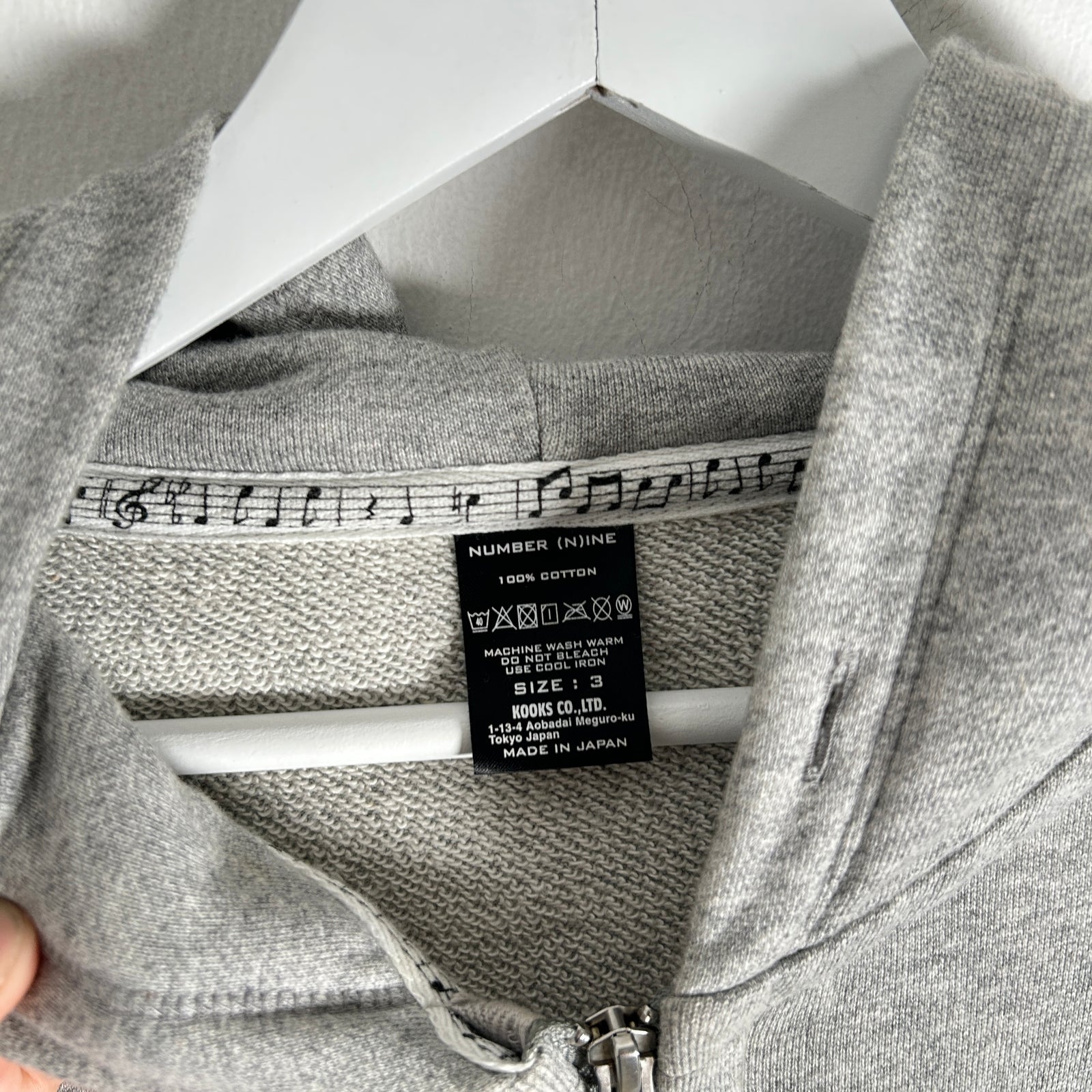 Number (N)ine 4 Pocket Grey Zip Up Hoodie Size 3