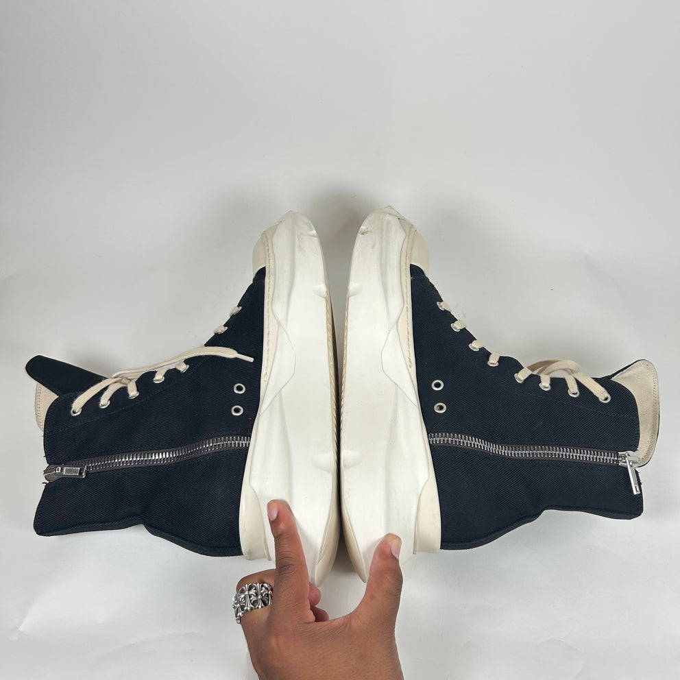 Rick Owens Black/Milk High-Top Abstract Ramones Size 43.5