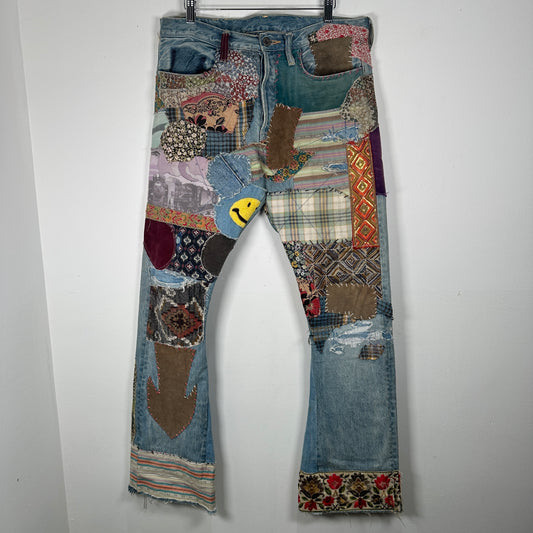 Kapital Hippie Flare Patchwork Jeans Size 32