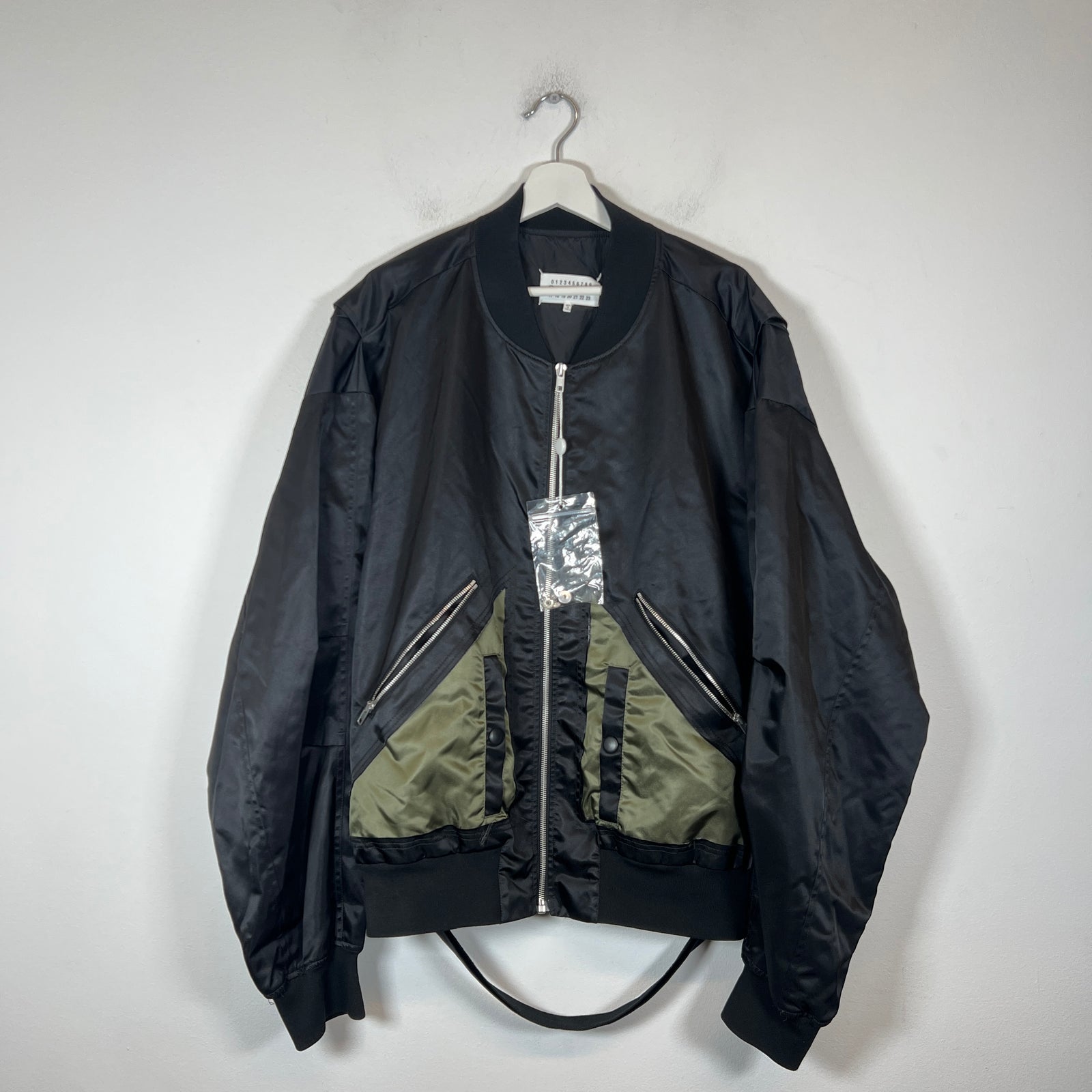 Maison Margiela Black/Olive Nylon Bomber Jacket Size 54