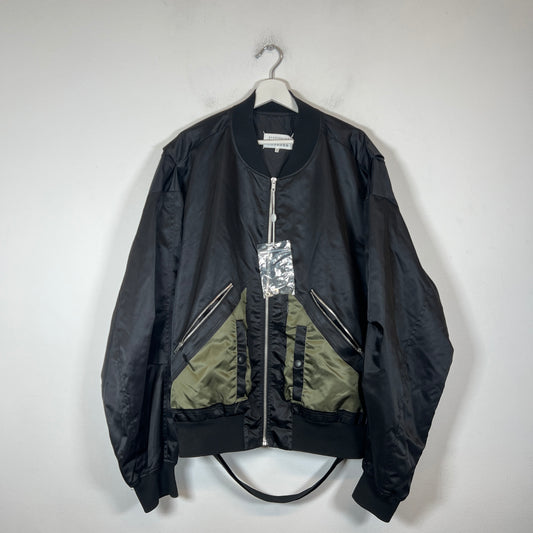 Maison Margiela Black/Olive Nylon Bomber Jacket Size 54