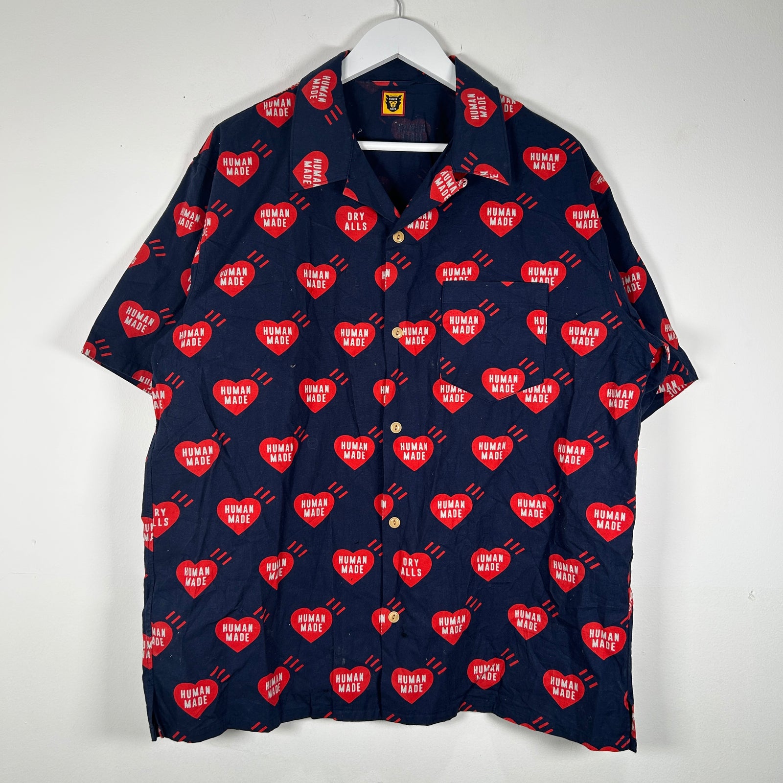 Human Made Heart Print Navy Button Up Size XXL