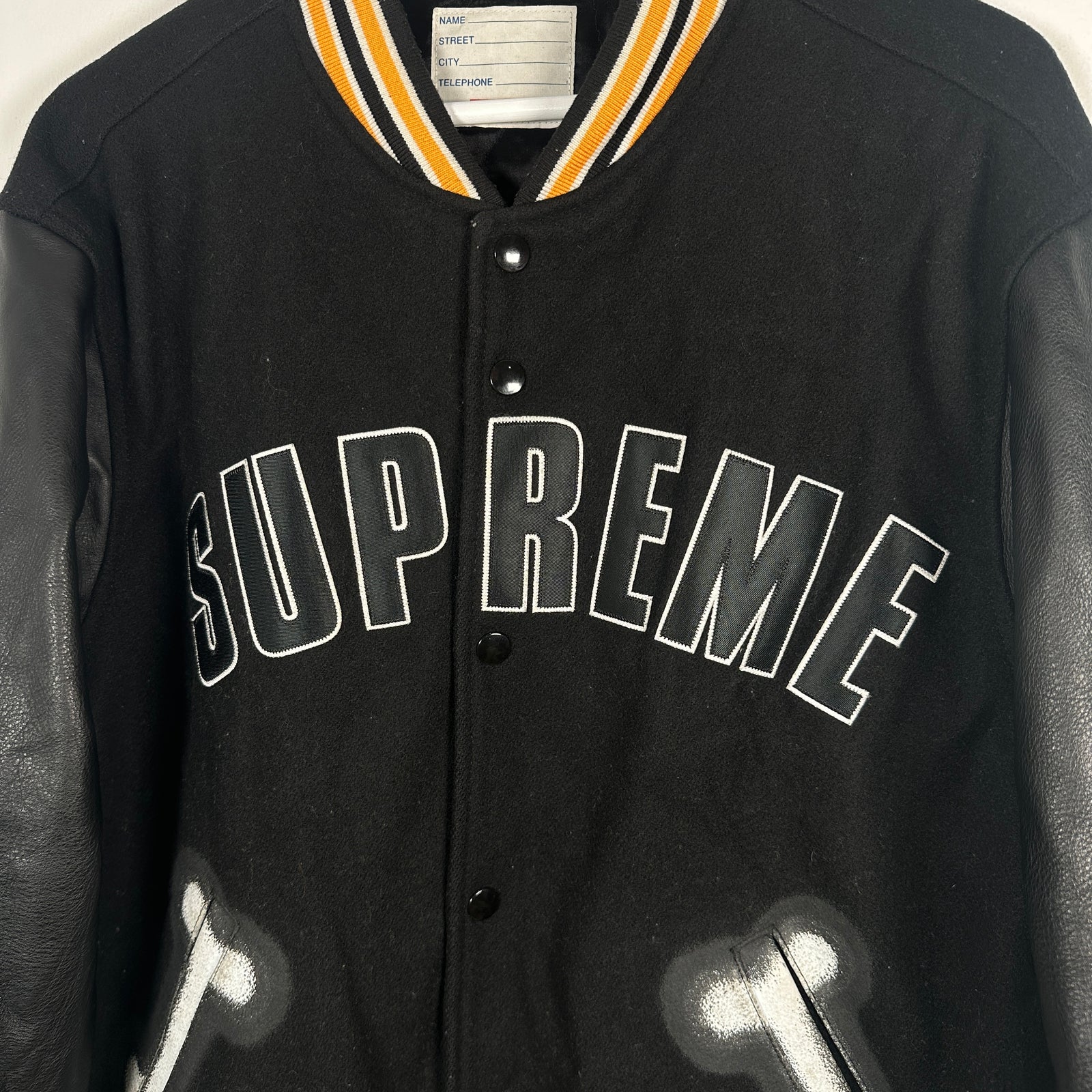 Supreme x Chito Striped Leather Varsity Jacket Size L