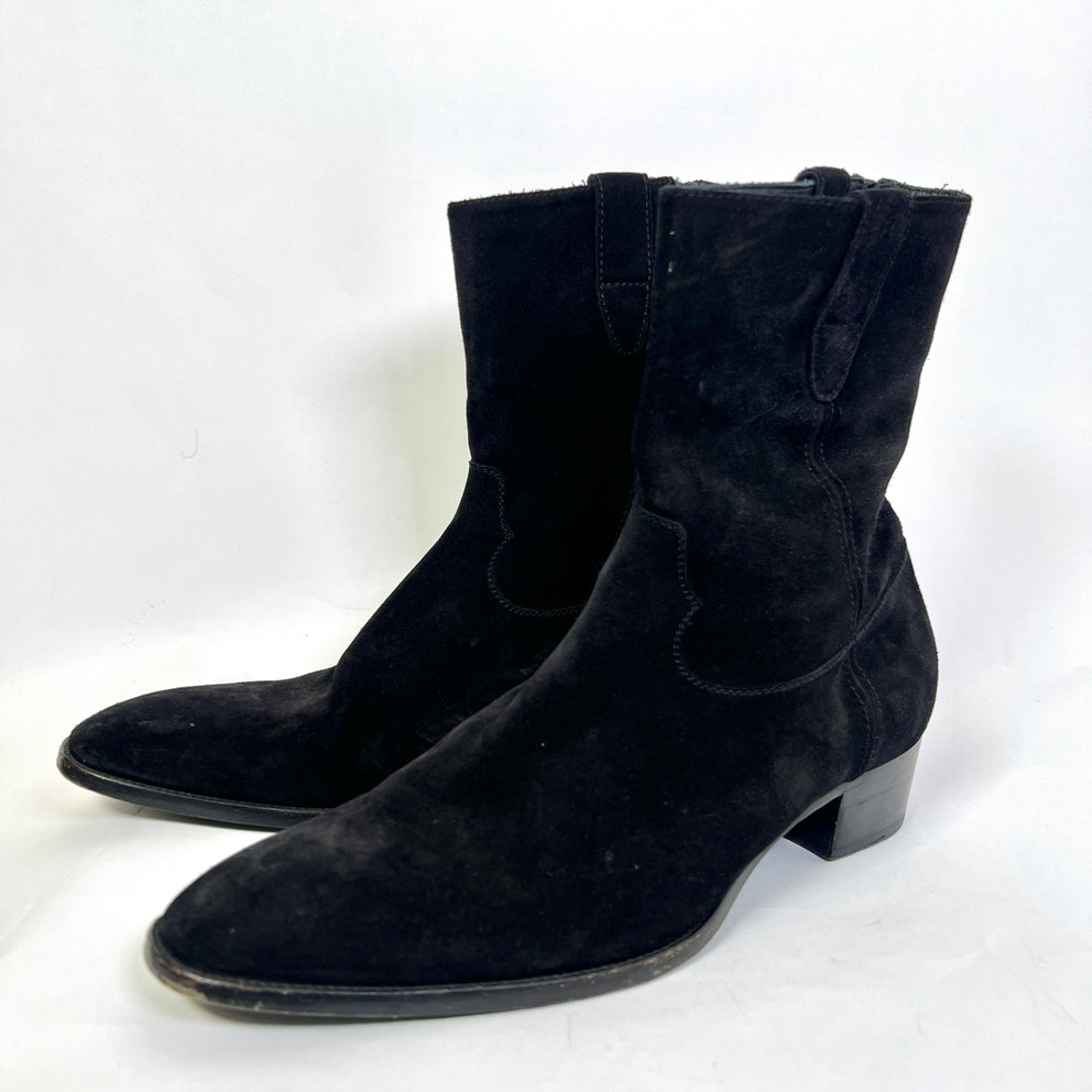 Saint Laurent Black Jodhpur Suede Boots Size 45