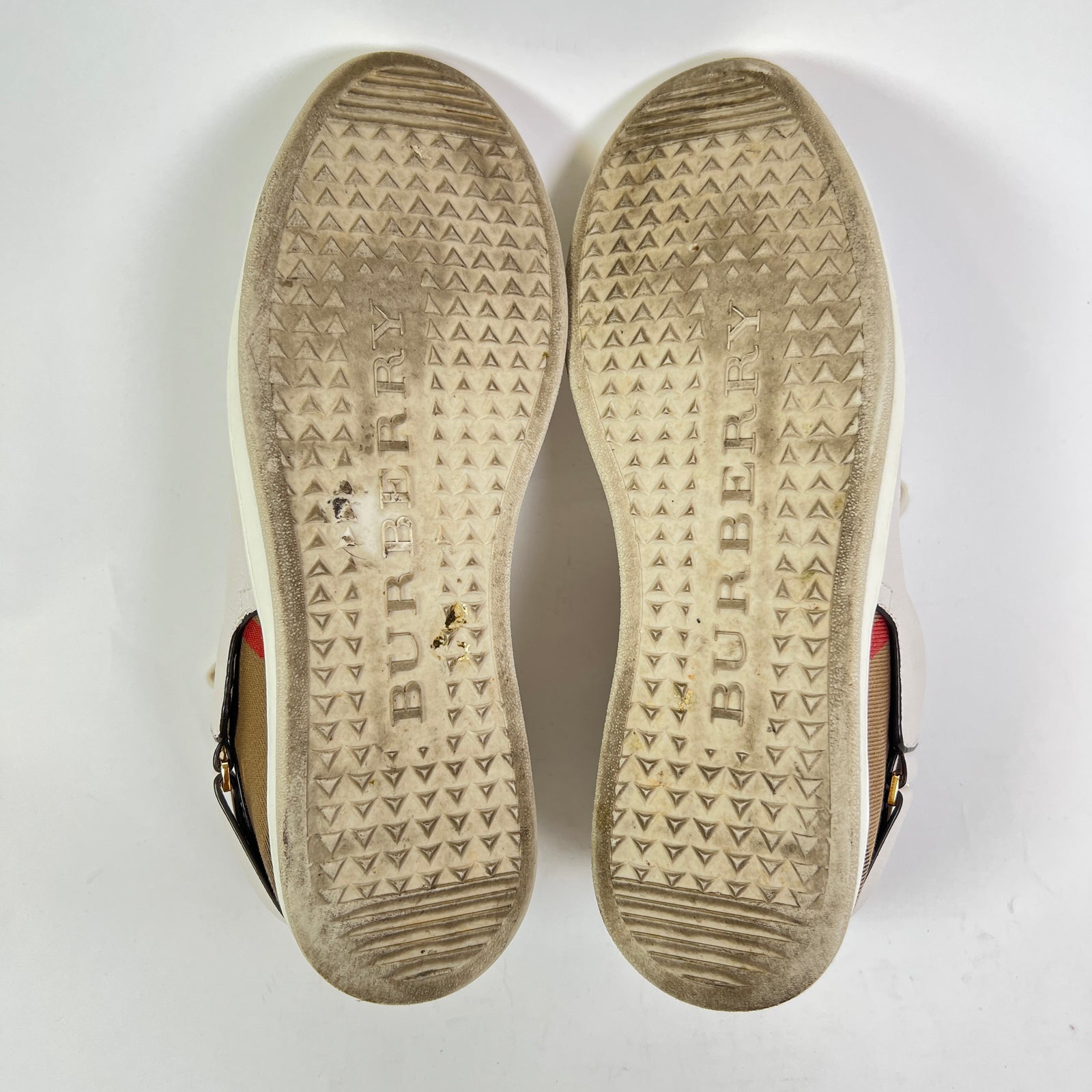 Burberry White Check Leather Low-Top Sneaker