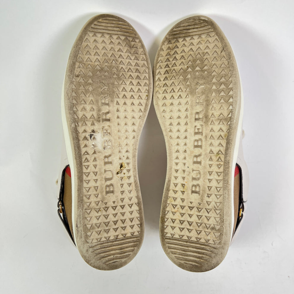 Burberry White Check Leather Low-Top Sneaker