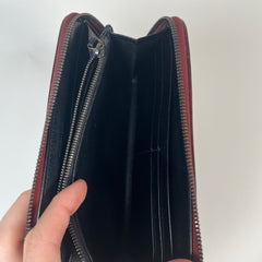 Bottega Veneta Burgandy Intercciato Zip Long Wallet