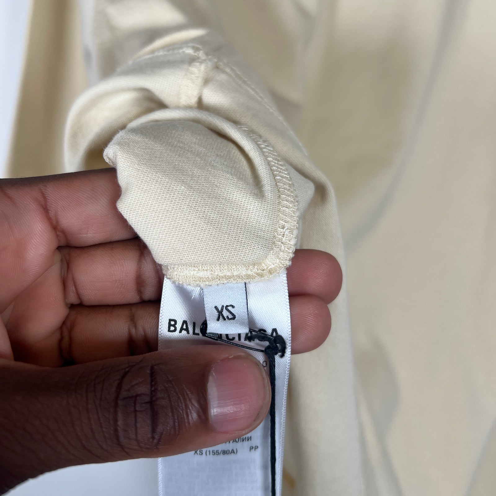 Balenciaga Beige BB Paris Logo T-Shirt Size S
