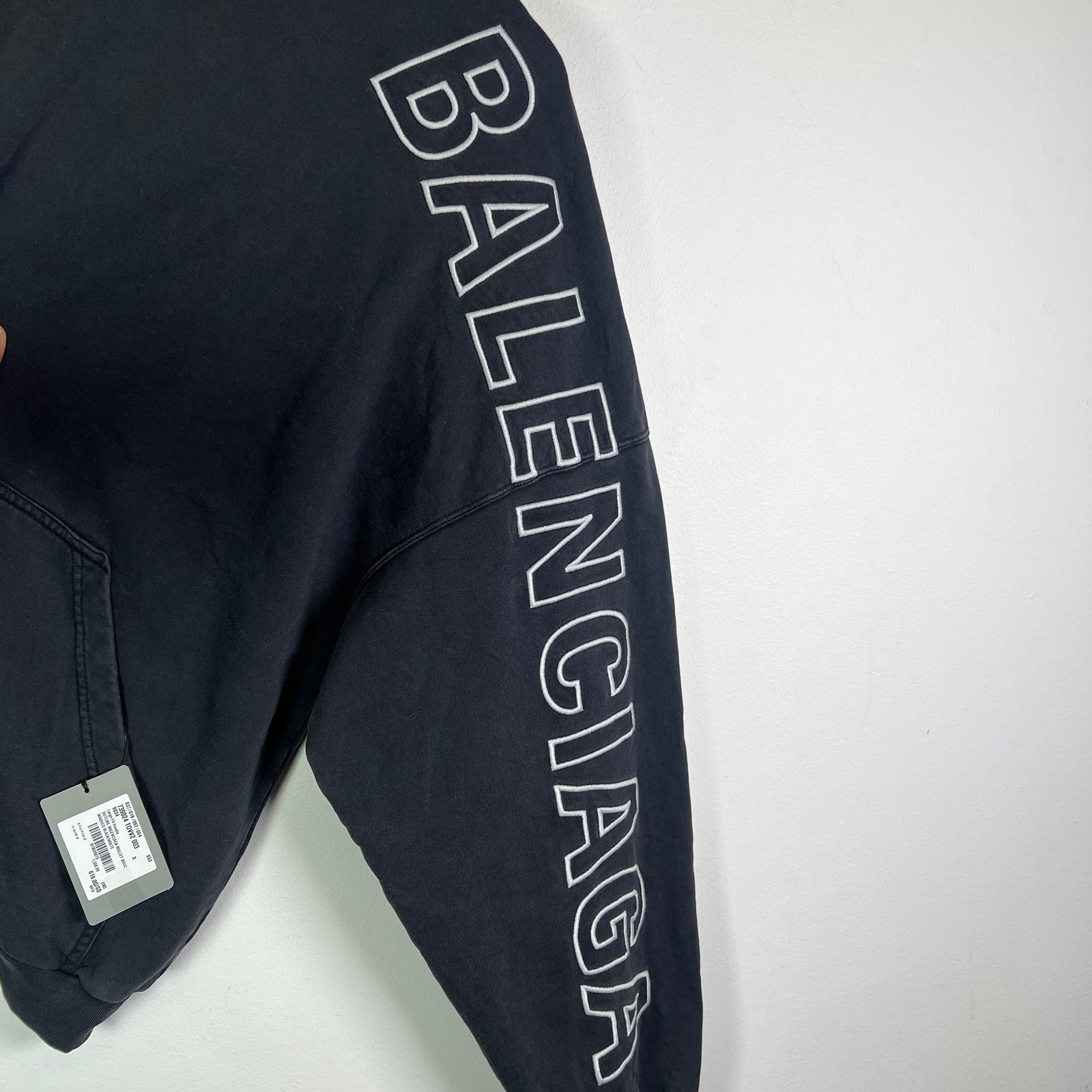 Balenciaga Outline Spell-Out Embroidered Hoodie