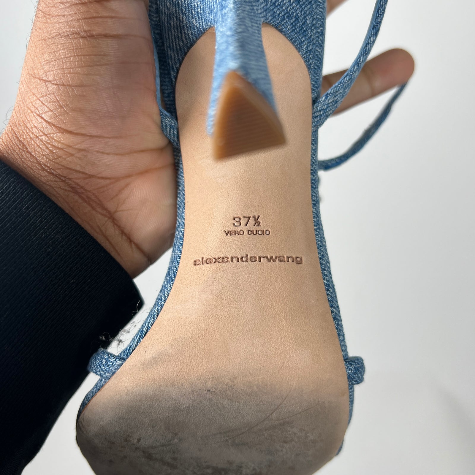 Alexander Wang Washed Denim Dahlia 105 Sandals Size 37.5