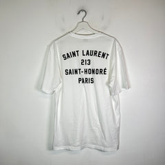 Saint Laurent Paris White Address Logo T-Shirt Size L