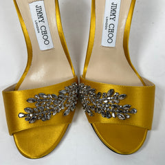 Jimmy Choo Yellow Stacey Crystal Embellished Sandals Size 38