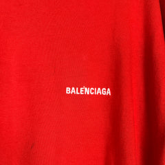 Balenciaga Red Embroidered Logo T-Shirt Size M