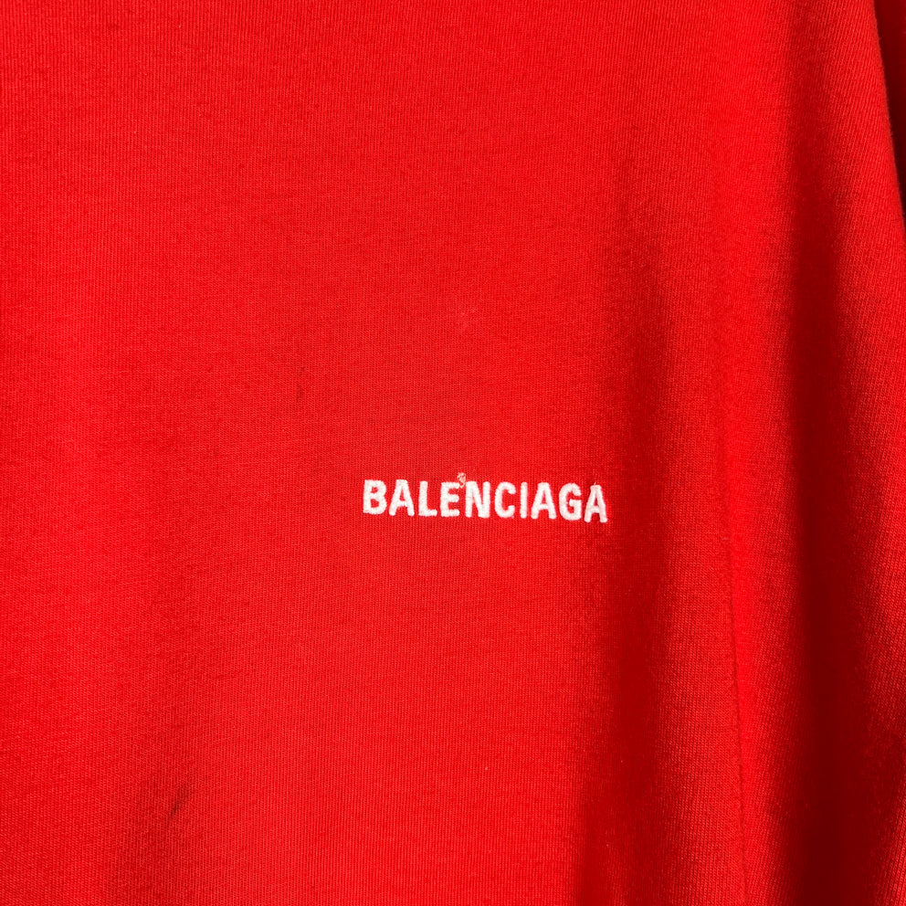 Balenciaga Red Embroidered Logo T-Shirt Size M