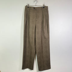 Celine Wide-Leg Pleated Checked Wool Trousers
