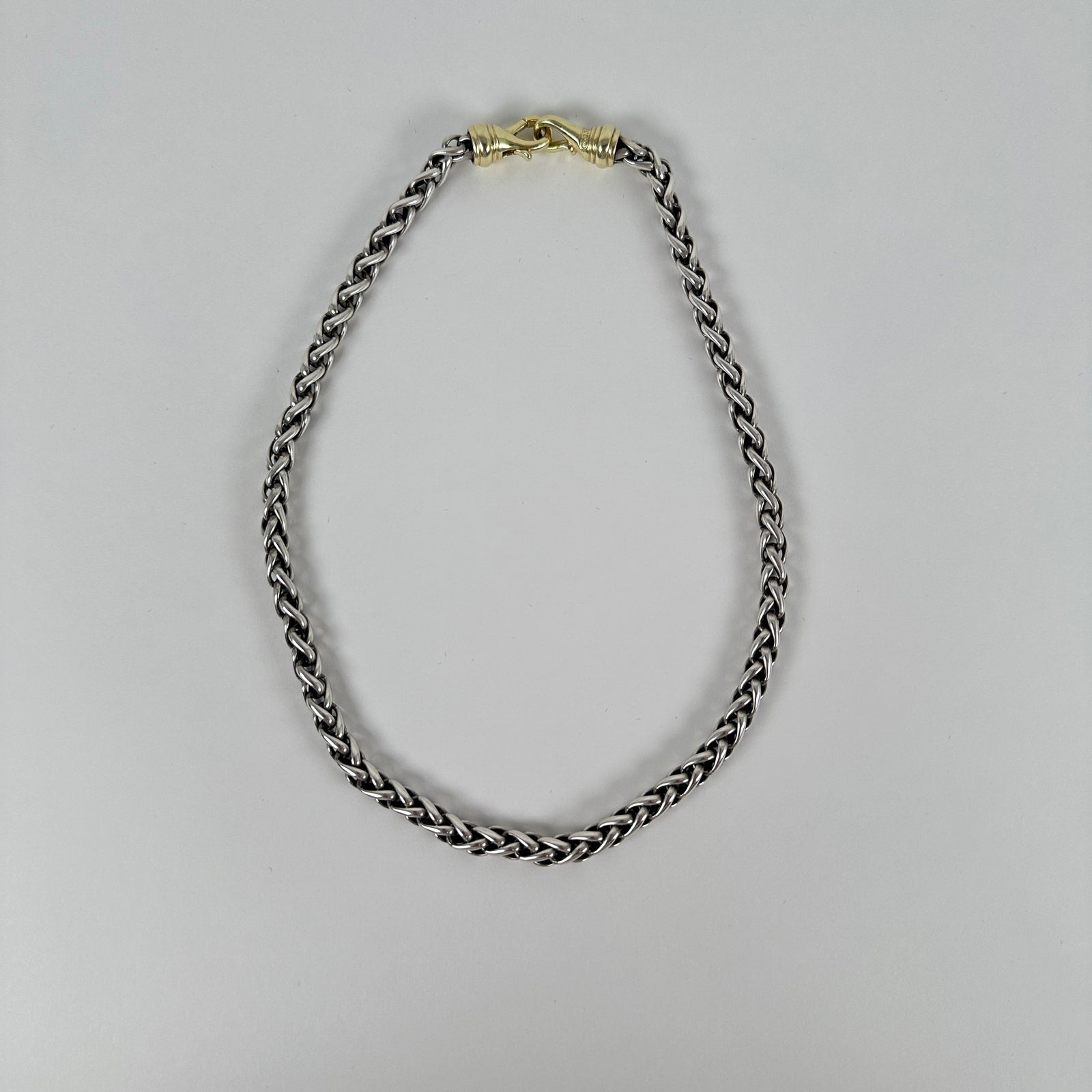David Yurman Wheat Chain 14k Wallet Clasp Necklace