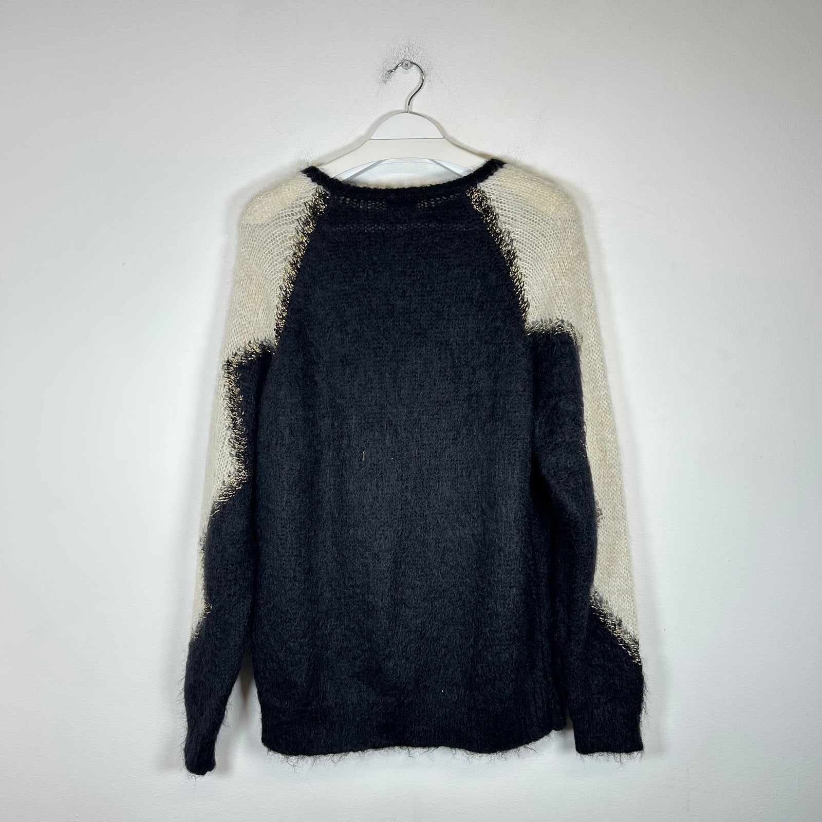 Saint Laurent Paris FW22 Color Block Mohair Sweater Size L