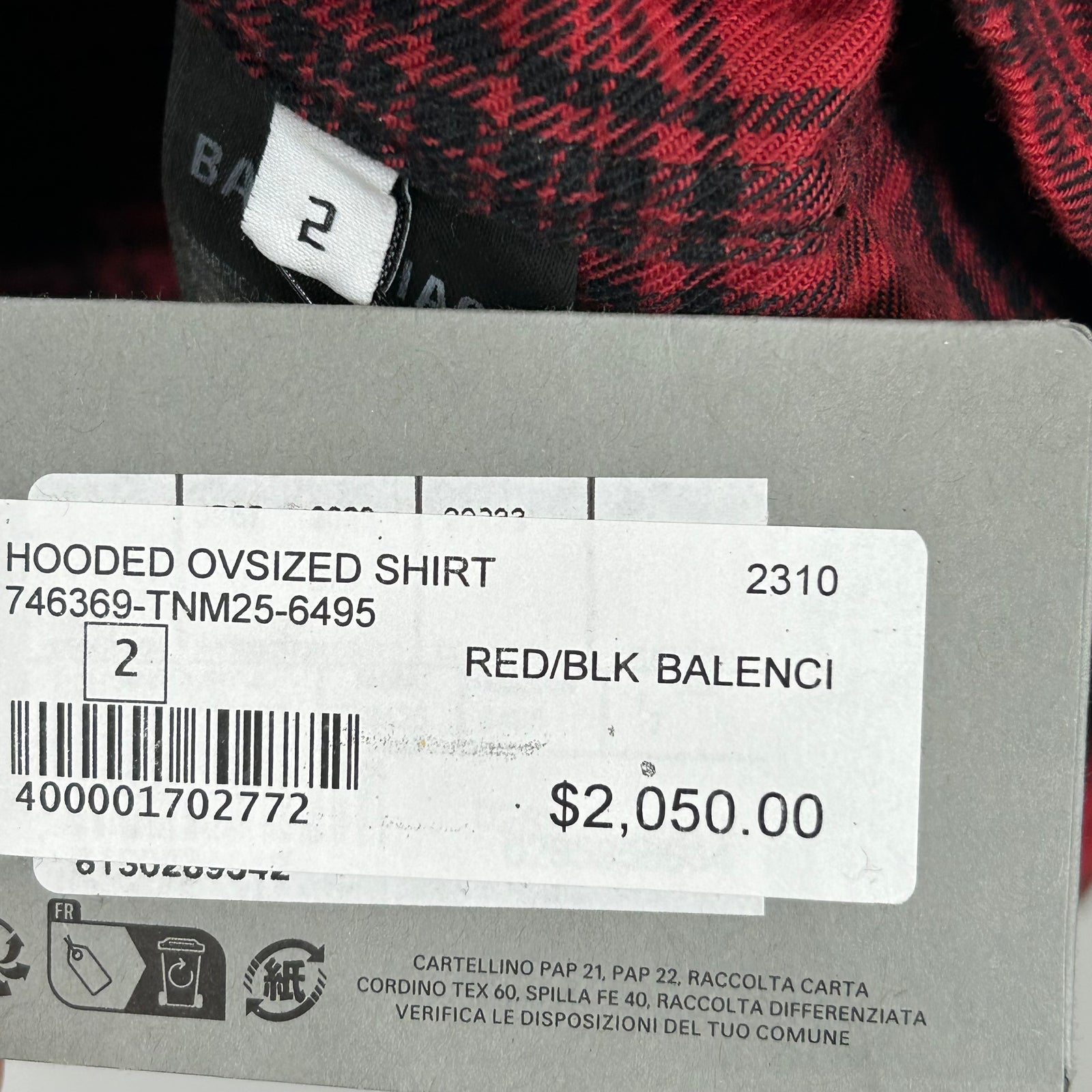 Balenciaga Hooded Distressed Flannel Size 2